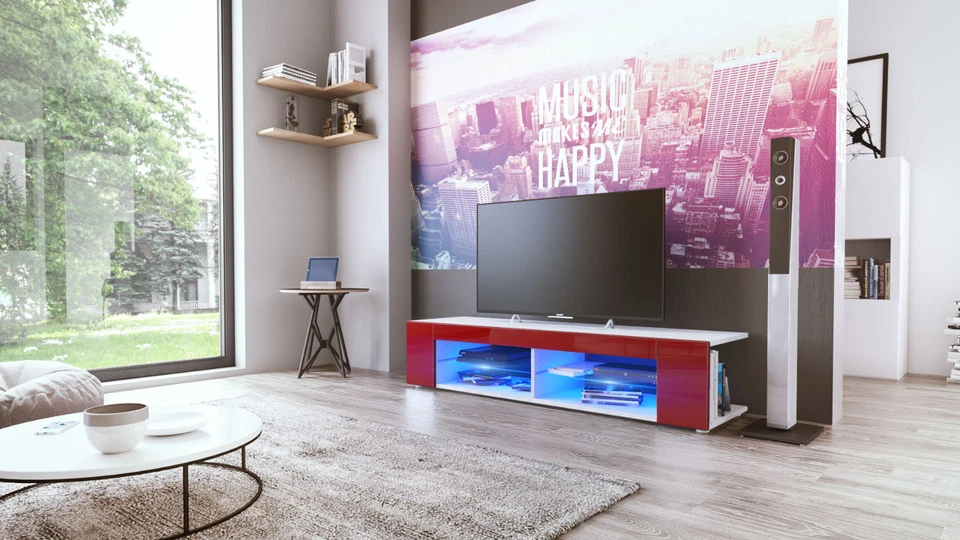 White High Gloss Modern TV Stand Unit Media Entertainment Center "Movie" Foto 1 de 1