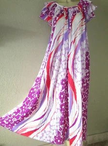 Vintage 1970s 60s Georgie Keyloun floral Maxi Dress O/S fits caftan micro pleat - Picture 1 of 9