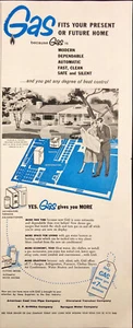 1955 Gas Industry Print Ad Appliances Couple Looking at House Blueprints - Picture 1 of 6
