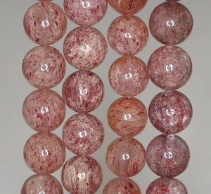 10MM ORANGE STRAWBERRY LEPIDOCROCITE QUARTZ GEMSTONE AA ROUND LOOSE BEADS 7inch - Picture 1 of 5