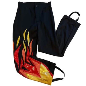 NWOT Mondor Boys Custom "Flame" Ice Figure Skating Pants Black 8-10 - Picture 1 of 8