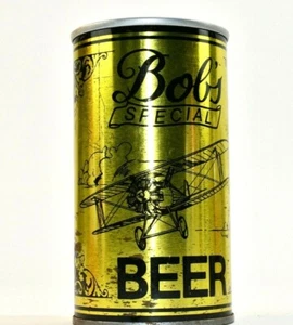 BOB'S SPECIAL BEER metallic Gold & Black CAN AIRPLANE Schell MINNESOTA 1978  - Picture 1 of 8