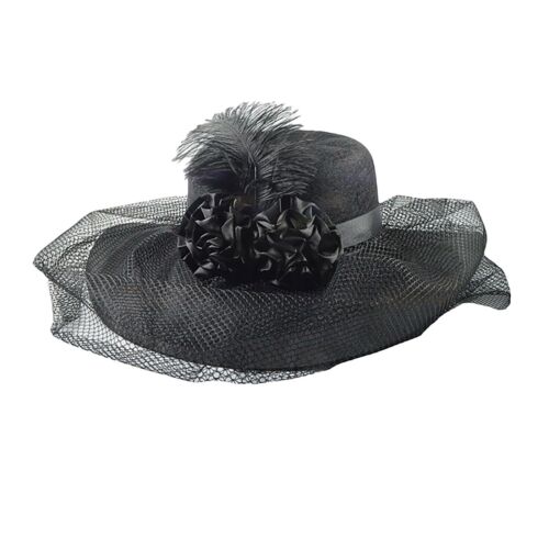 Chapeau à clapet habillé femme années 1920 avec maille plumes coiffure mystère casquette rétro