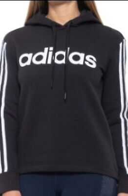 Adidas 3 Stripe Linear Fleece Pullover Hoodie Black Logo Women's XL L M NWT • 26.95€
