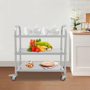 3-Tier Kitchen Trolley Cart Utility Serving Rolling Shelf Stainless Steel 250lbs - Picture 1 of 16