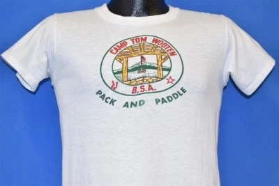 Camiseta vintage años 50 CAMP TOM WOOTEN BSA PACK PADDLE BOY SCOUTS TEXAS JUVENTUD XL Foto 1 de 4