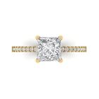 1.66ct Princess Lab Created White Sapphire Bridal Statement Ring 14k Yellow Gold