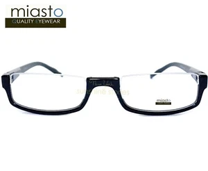 MIASTO TOP RIMLESS RECTANGLE HALF READER READING GLASSES+2.00 BLACK LARGE~ FLEX - Picture 1 of 2