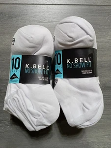K. Bell No Show Socks Adult Womens White 20 PAIRS Shoe Size: 5.5 - 10 - Picture 1 of 4