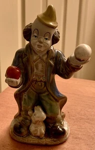 Vintage Steingut Keramik Clown Figur Majolika glasiert Hobo Gaukler Welpe 6 Zoll - Bild 1 von 8