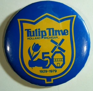 "Tulpenzeit" Holland Michigan 50 1929-1979 Pinback/Button/Abzeichen/Pin - Bild 1 von 2