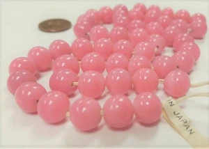 50 VINTAGE JAPANESE CHERRY BRAND GLASS OPAQUE DUSTY ROSE 10mm. ROUND BEADS 4718 - Picture 1 of 2