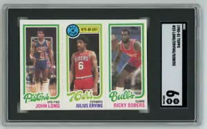John Long, Julius Erving & Ricky Sobers 1980-81 Topps #23 SGC 6 - Imagen 1 de 2