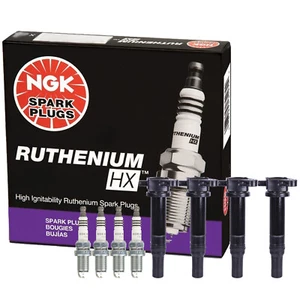 Denso 4 COP Direct Ignition Coils NGK 4 Ruthenium HX Spark Plugs Kit For Hyundai - Picture 1 of 1