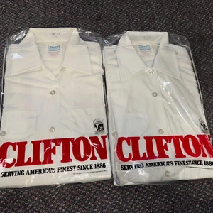 2 Clifton White Uniform Shirts 19x34 Police Fireman New - Picture 1 of 3