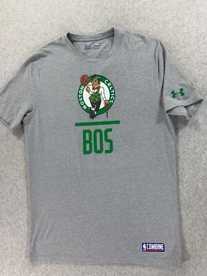 Boston Celtics Under Armour COMBINE Basketball Tee Shirt (Men's Small) Gray - Image 1 of 4