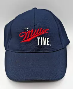 Its Miller Time Hat Cap Stretch Flex Fit Navy Blue Miller Lite Logo ACME - Picture 1 of 9
