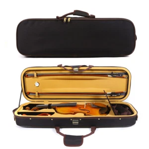 Hard Violin Case 4/4 Full Size Violin Box Wooden Oblong Case Violin Backpack - Picture 1 of 17
