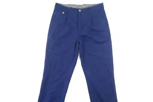 PANTALONE CHINO UOMO CLUB ROOM BLU NAVY 30X30 ELASTICIZZATO PLISSETTATO USATO - Foto 1 di 10