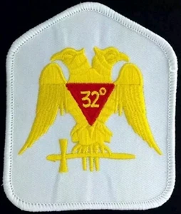 Parche Emblema Masónico 32 Grados 32 Rito Escocés Bordado de Hierro BLANCO - Imagen 1 de 3