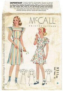 1937 Vintage Sewing Pattern Girls' Dress 1930s McCall 9311 Size 6 - Picture 1 of 3