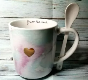 Love From The Heart Keramikbecher mit Löffel Kaffee Tee & heiße Schokolade Neu im Karton 16oz - Bild 1 von 5