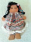 Vintage 9.5" Hand Made Wooden Doll ~ Collectible Flora Dress Leather Headband