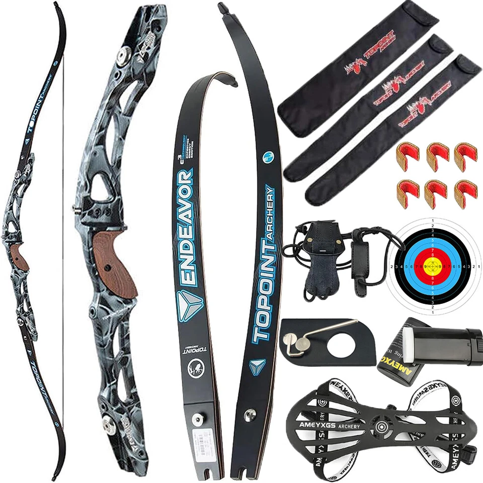 HNZMDY 66" 68" 70" ILF Recurve Bow 18-44lbs Limbs Takedown Archery Target Hunting R10