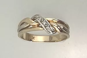 14k Two Tone Gold Diamond Ring Size 8.5 - Picture 1 of 3