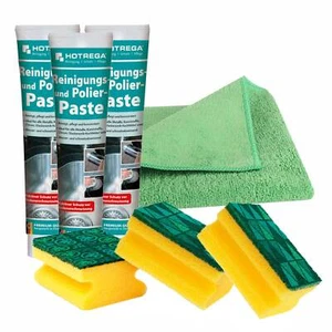 HOTREGA Reinigungs und Polierpaste Glaskeramik 3x 125ml inkl Tuch und Schwamm - Bild 1 von 7