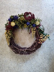 Vtg Grapevine Wreath Summer Fall 12" Round - Picture 1 of 3