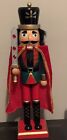 Wooden Soldier Nutcracker With Red Velvet Cape Christmas Decoration 15"