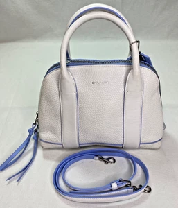 Coach Mini Preston Satchel Bag White Lt Blue Pebbled Leather Bleecker Crossbody - Bild 1 von 10