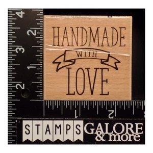 G-Studio Rubber Stamps SAYINGS LARGE HANDMADE WITH LOVE BANNER #2964 - Picture 1 of 2