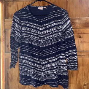 Top donna Chicos blu grazioso taglia 2 maglione manica 3/4 girocollo - Foto 1 di 5