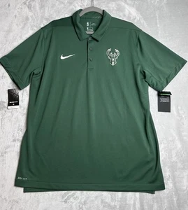 Nike Milwaukee Bucks Polo Shirt Men's Size XL Green Dri Fit NBA Golf Performance - Picture 1 of 8