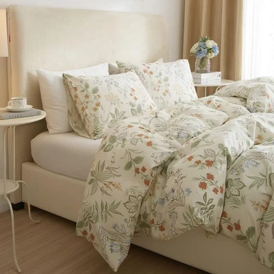Girls Floral Duvet Cover Twin XL Garden Botanical Bedding Sets 100% Cotton Bo... - Image 1 of 4