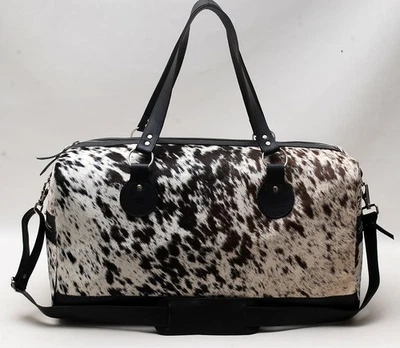 100% Natural COWHIDE Duffel Bag Hair On Leather TRAVEL Bag Luggage Bag SA-5802 - Image 1 of 4