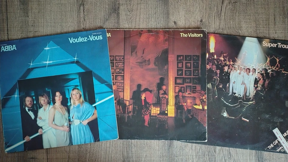 ABBA 3xLP Vinile The Visitors, Voulez-Vous, Super Trouper - Immagine 1 di 4