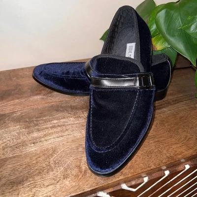 Steve Madden Macklin Mens 8M Navy Blue Velvet Loafer Dress Shoes Formal Casual - Image 1 of 4