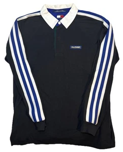 VTG 90’s Tommy Hilfiger Athletic Gear L/S Polo Shirt Men’s XL Stretch Stripes - Picture 1 of 16
