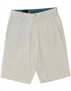 VOLCOM Mens Chino Shorts W30 Medium Grey Striped Polyester IL18 - Picture 1 of 3