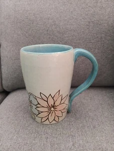 Beautiful Floral Decorated Studio Art Pottery Handmade Coffee Mug SIGNED - Picture 1 of 7