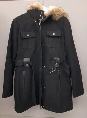 Casaco de lã feminino preto tamanho L lavanderia - Imagem 1 de 4