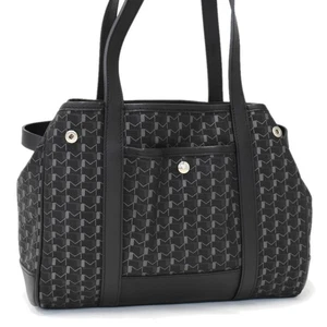 MOYNAT Cabas Regate Shoulder Tote Bag Black PVC Purse Silver-color Hardware T10E - Picture 1 of 9
