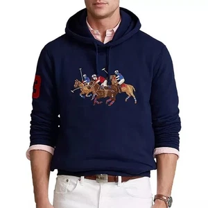 NWT Polo Ralph Lauren Triple-Pony Fleece Hoodie Men's Navy Blue $188 - Picture 1 of 15