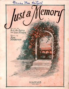 Just A Memory 1927 Sheet Music Piano Ukulele Vocal Barbelle Cover Illustration - Picture 1 of 2