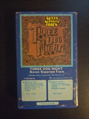 Three Dog Night Seven Separate Fools Cassette Tape ABC Records 1972 Snapcase Foto 1 de 4