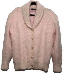 De Colección GeeGee Angora Cárdigan Suéter Mujeres Difuso Rubor Rosa Forrado Abotonada Barbie - Imagen 1 de 12