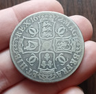 1672 KING CHARLES II ( 1660-1685 ) SILVER 925, 30g. CROWN COIN. GOOD CONDITION.